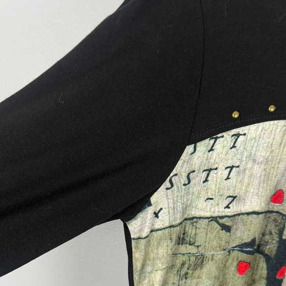 Simply Art by Dolcezza Chic Multicoloured Graphic Artistic Long Sleeve Med Top - Picture 4 of 10